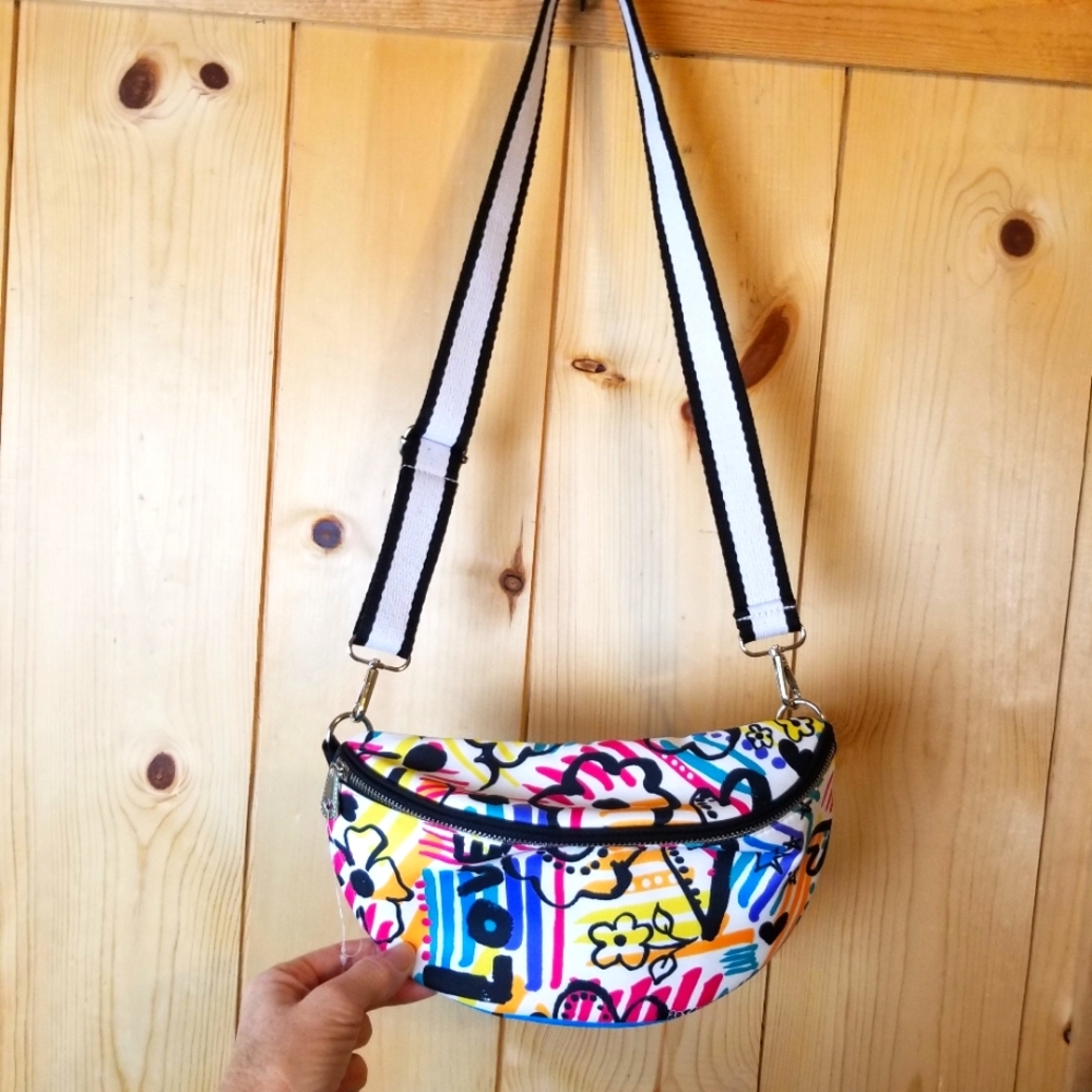 Brighton Graffiti Love 70s Inspired Graphic Art Cross Body Belt Bag NWOT